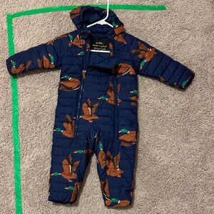 Mini Rodini Blue Snowsuit with Duck Print